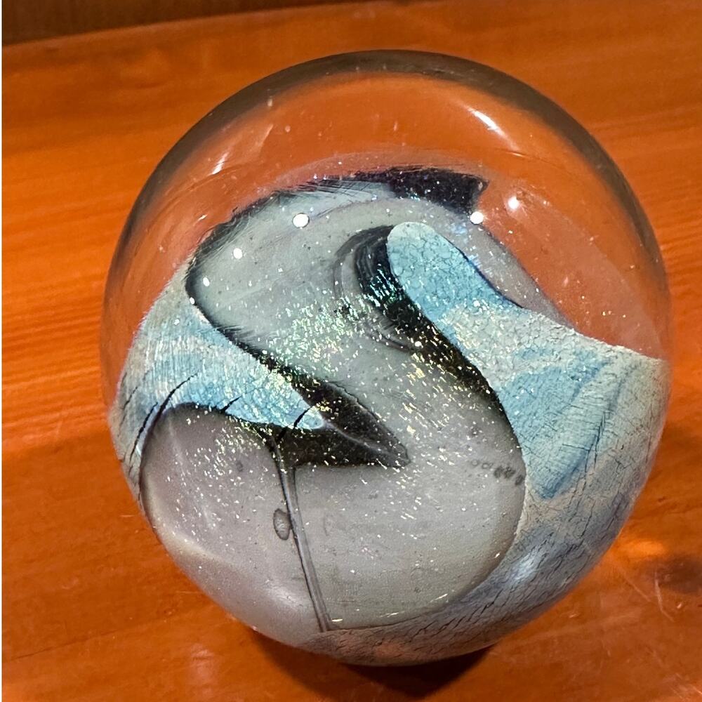 Vintage Robert Eickholt Glass Paperweight - signed - 3.5 inches